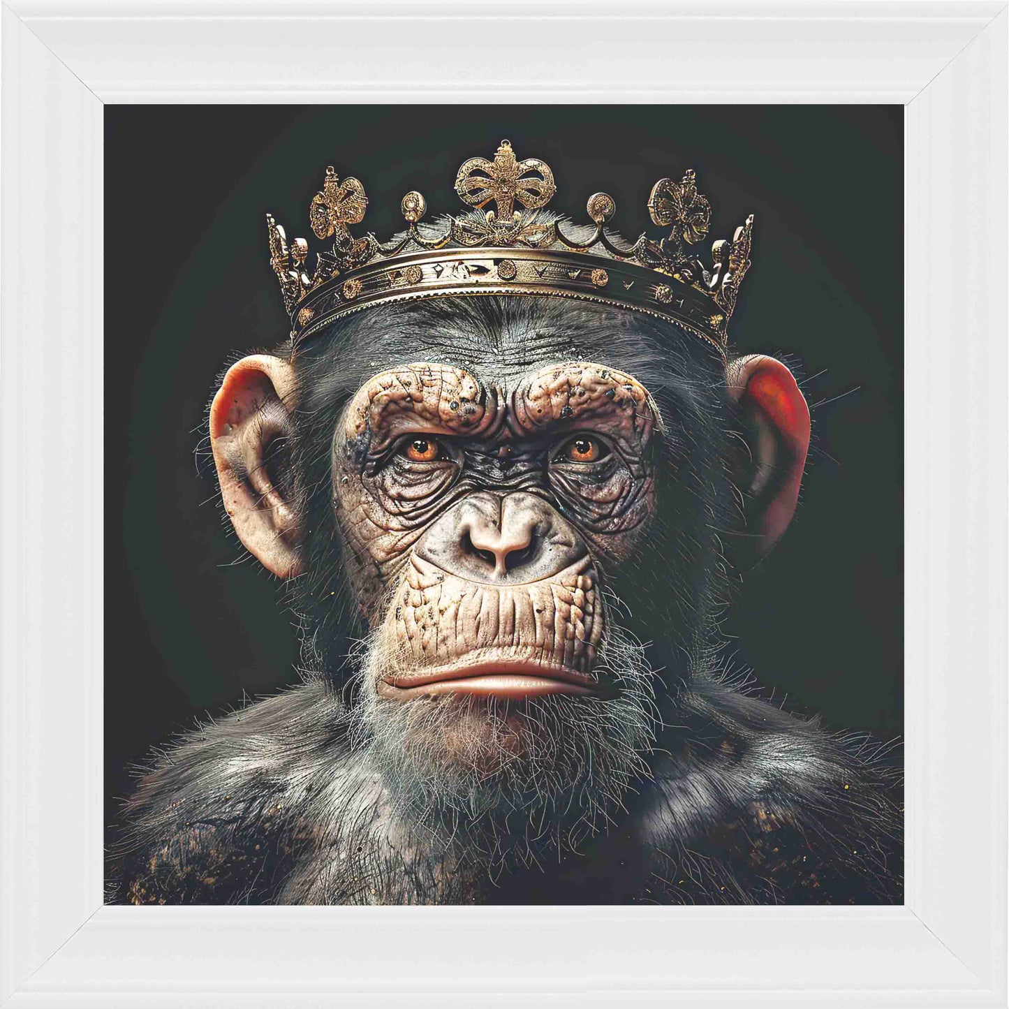 Ape King Framed Wall Art - White