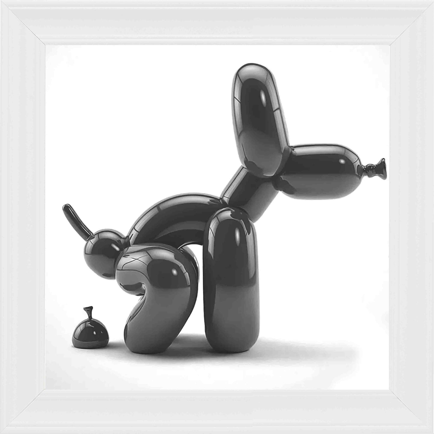 Black Balloon Dog Framed Wall Art - White