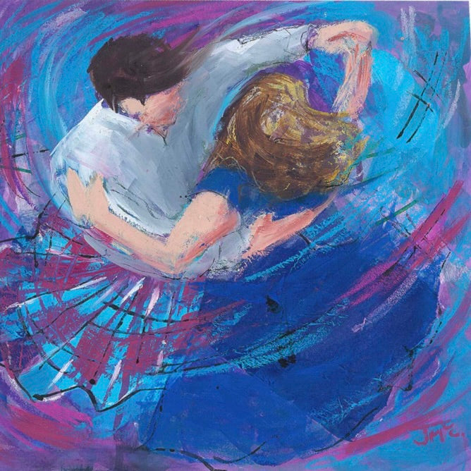 Blue Waltz Ceilidh Dancers by Janet McCrorie