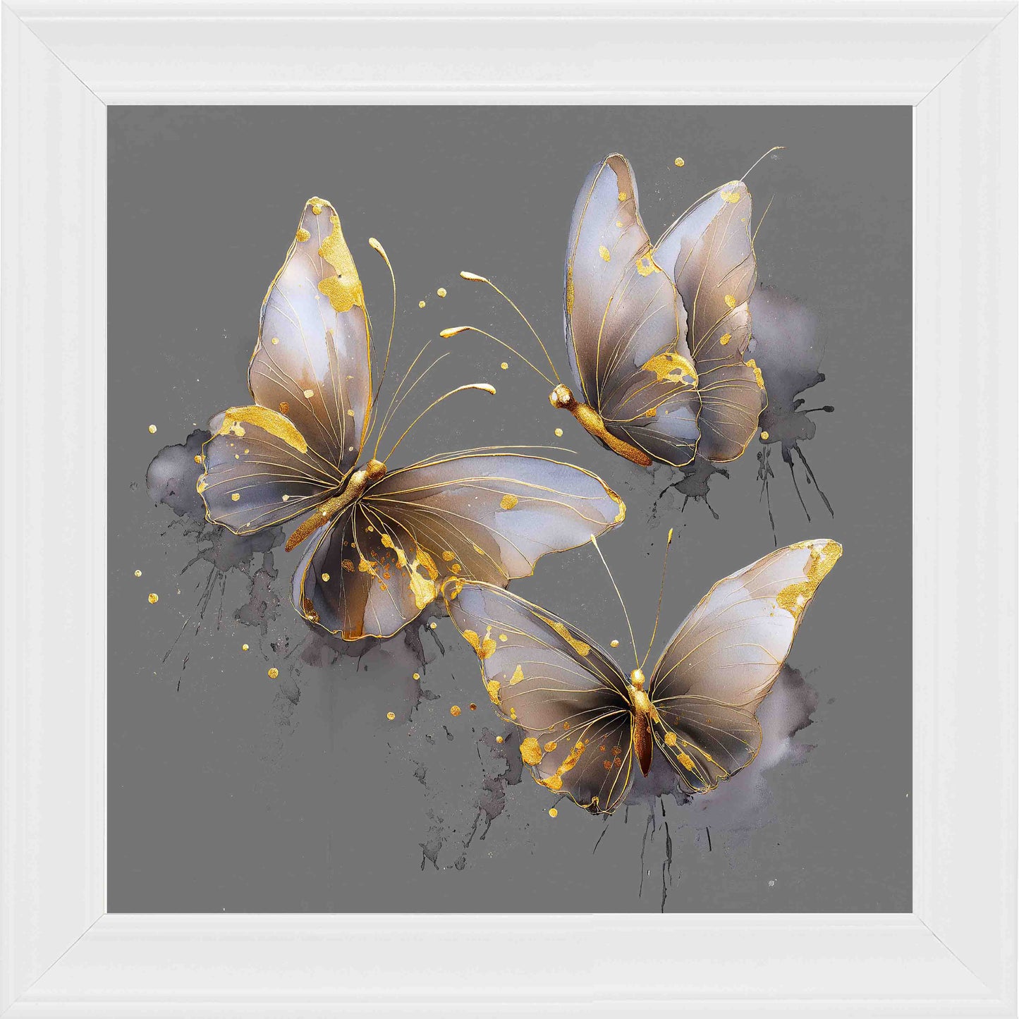 Butterflies 1 Framed Wall Art - White