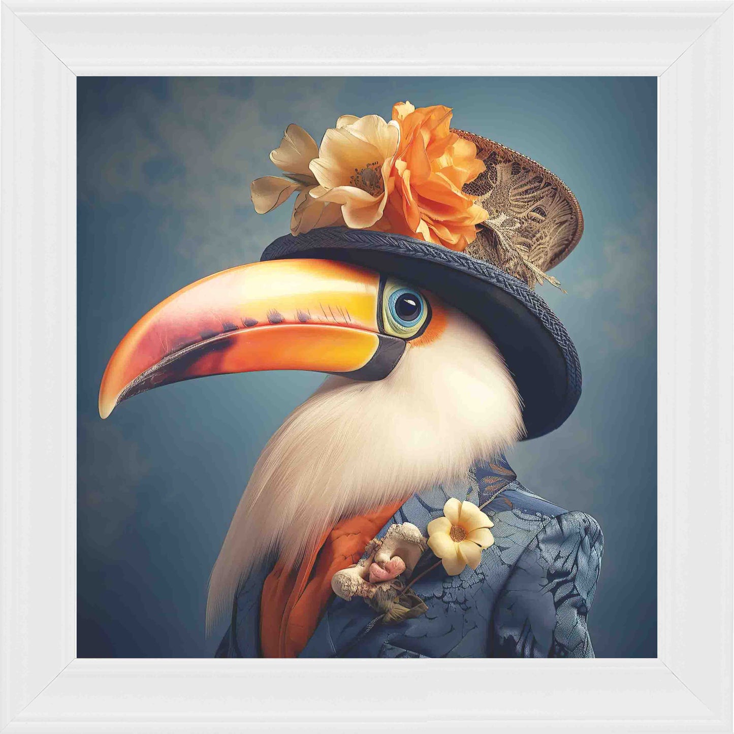 Dressed Up Toucan Female 2 Framed Wall Art - White