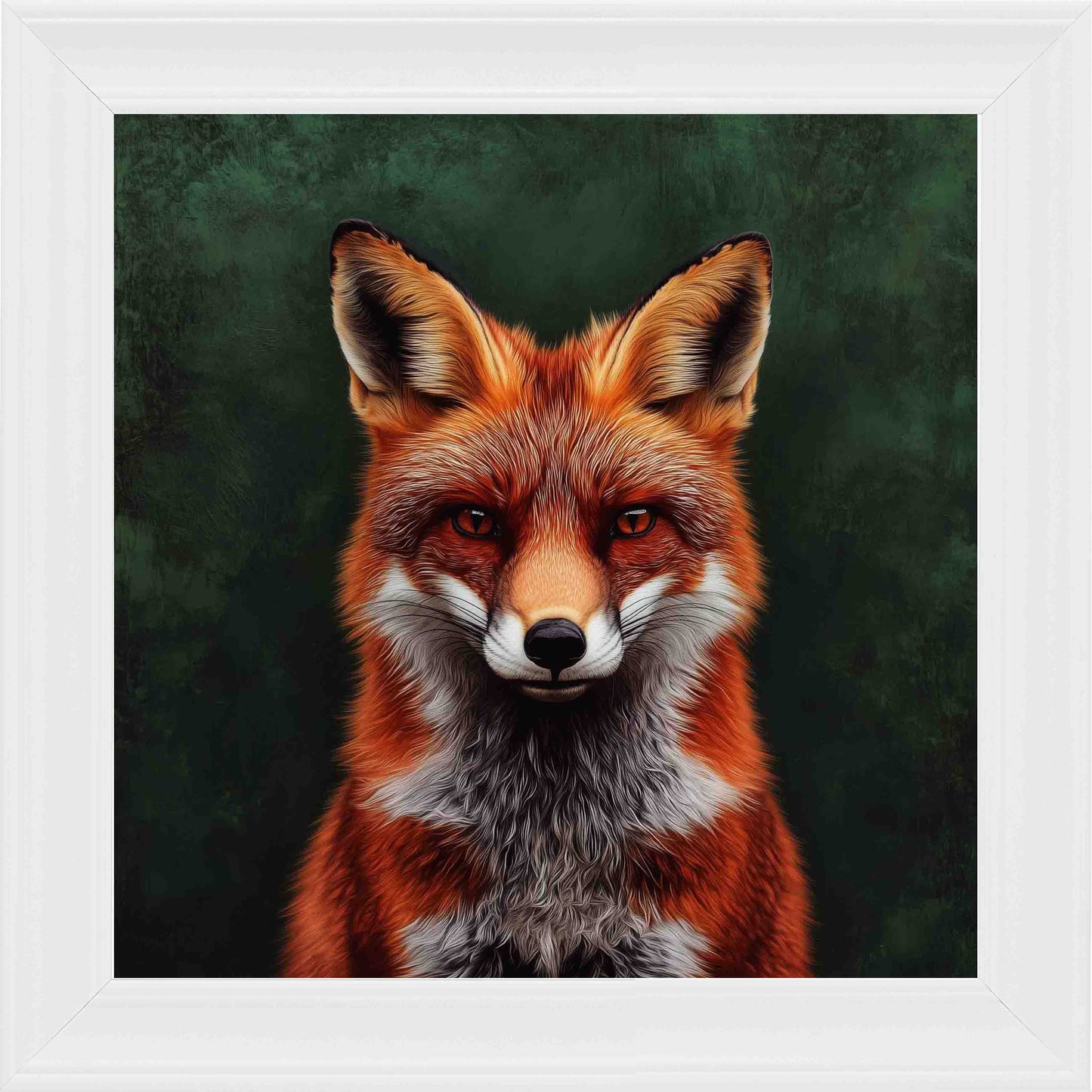 Emerald Fox Framed Wall Art - White