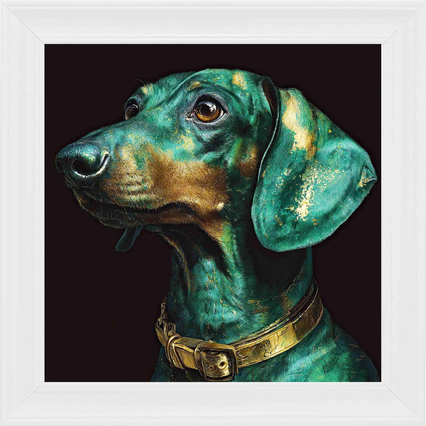 Emerald Sausage Framed Wall Art - White
