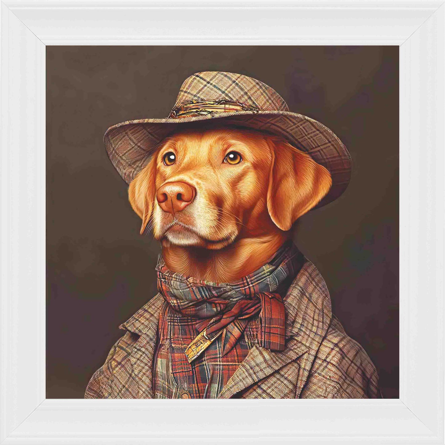 Country Fox & Labrador Framed Wall Art - White