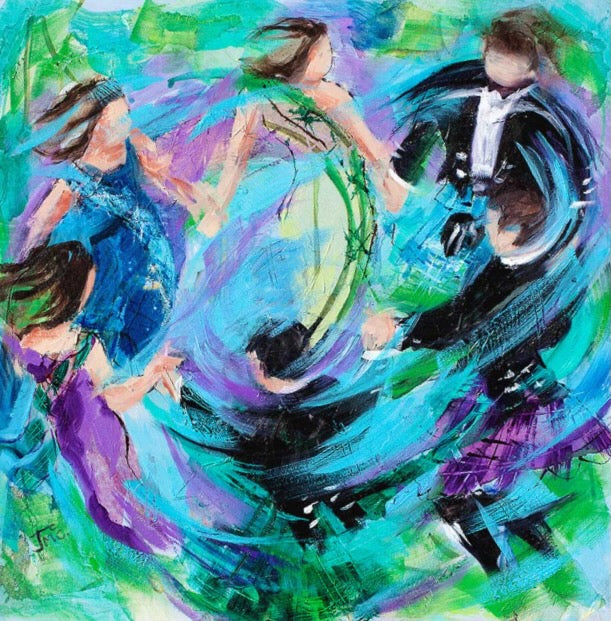 Goin Roon Ceilidh Dancers by Janet McCrorie