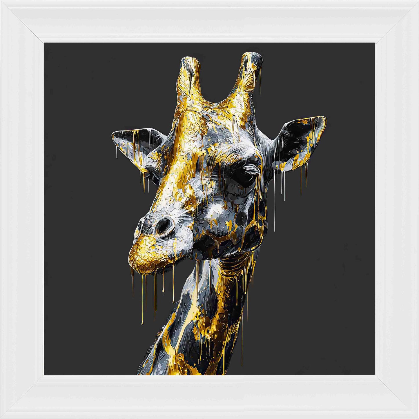 Gold Giraffe Framed Wall Art - White