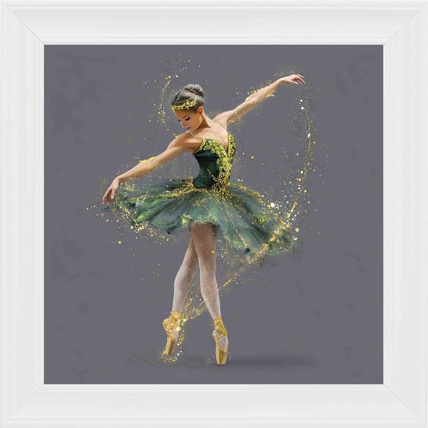 Golden Pose Framed Wall Art - White