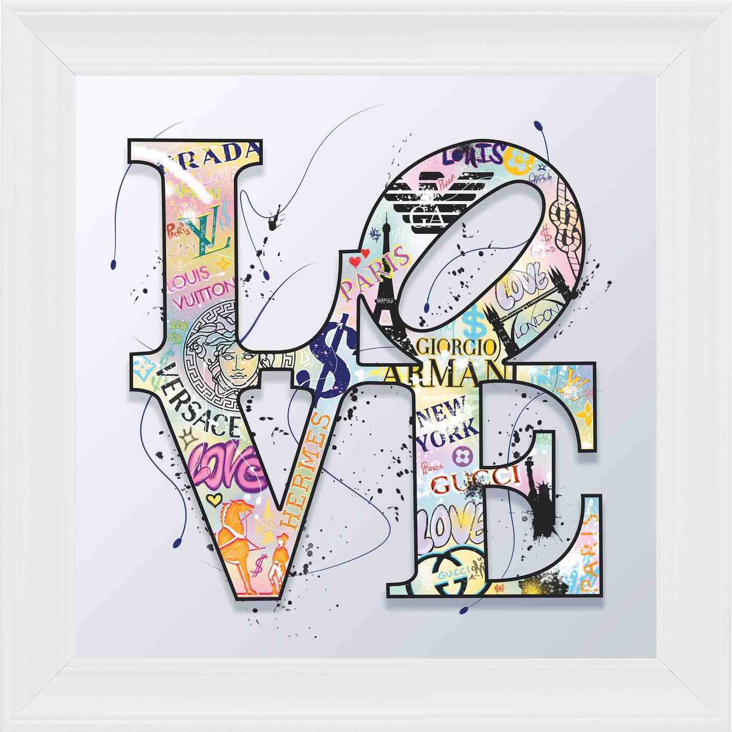 LOVE graffiti Framed Wall Art - White