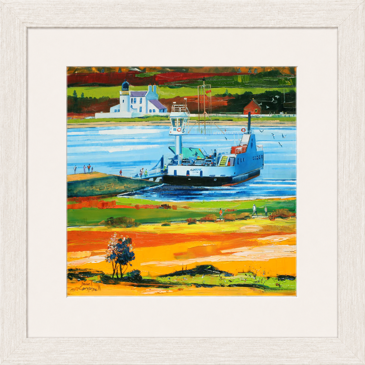 Leaving for Ardnamurchan by Daniel Campbell Framed Wall Art Print - Framed Large Overall Size 71cm x 71cm - White Washed Effect