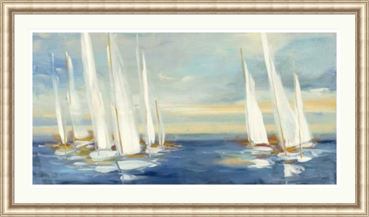 Summer Regatta Sunset by Julia Purinton shown as a framed wall art print