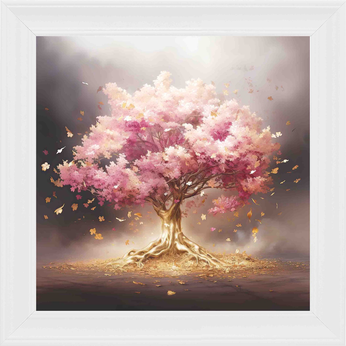 Rose Oak Misty Skies Framed Wall Art - White