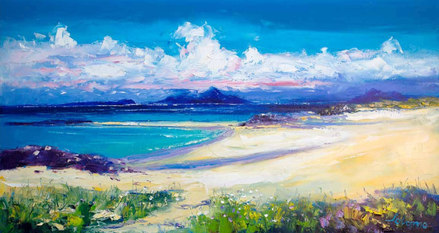 Isle of Rum Looking from Coll, Summerlight by John Lowrie Morrison (JOLOMO) Framed Art