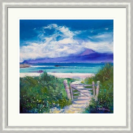 Summer Morninglight Beach Path, Iona by John Lowrie Morrison (JOLOMO) Framed Art