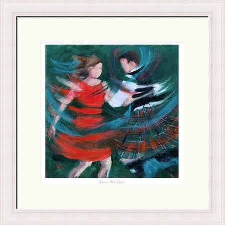 Bonny Red Dress Ceilidh Dancers by Janet McCrorie