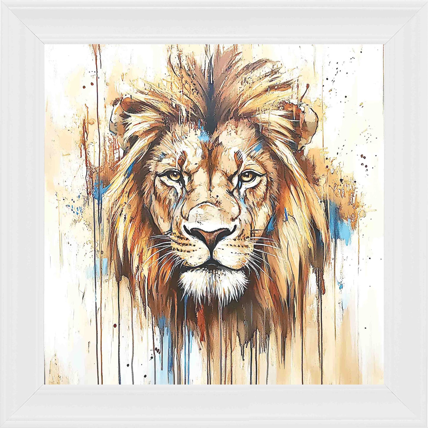vintage lion Framed Wall Art - White