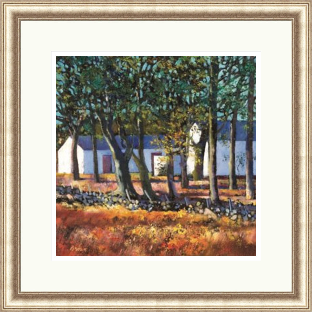 Farm Buildings Through Trees by Davy Brown framed signed limited edition landscape wall art print - alternate product image 6