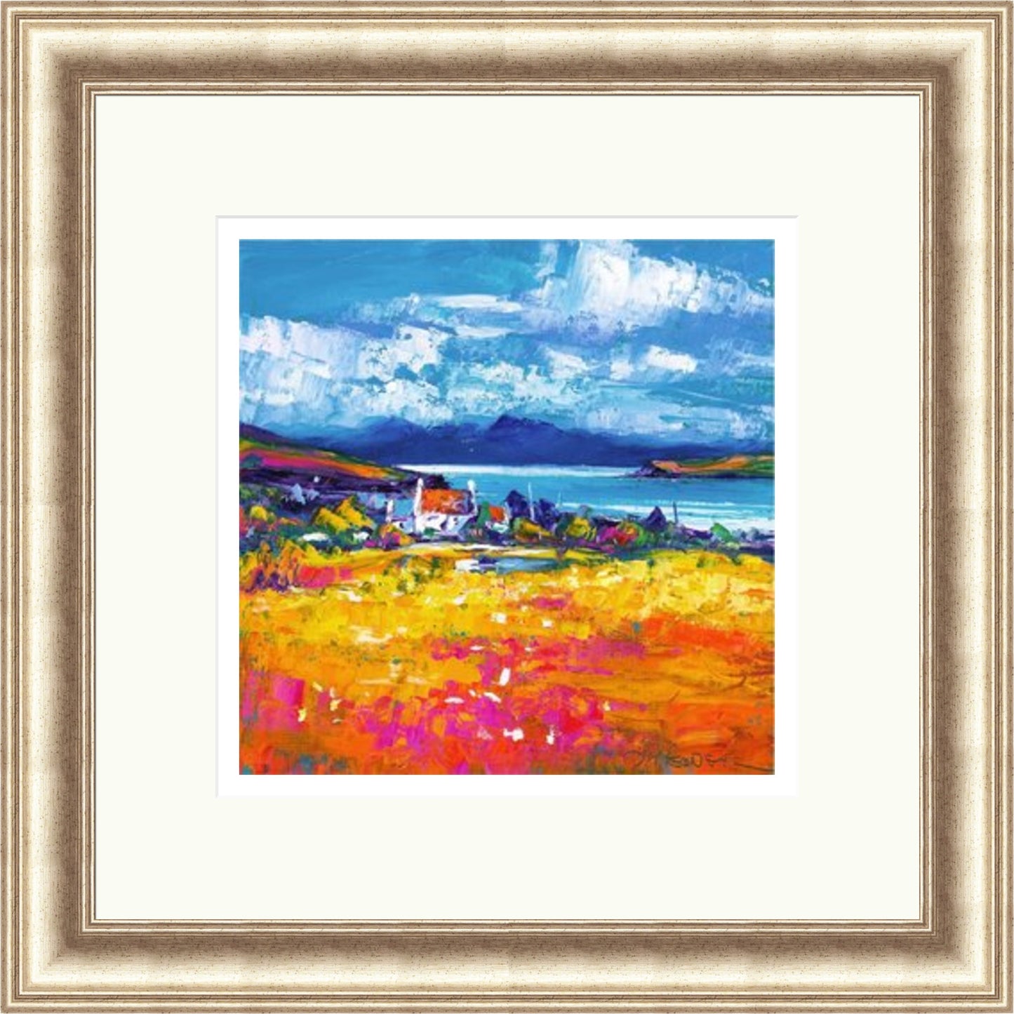 Croft at Duirinish with Cuillins by Jean Feeney