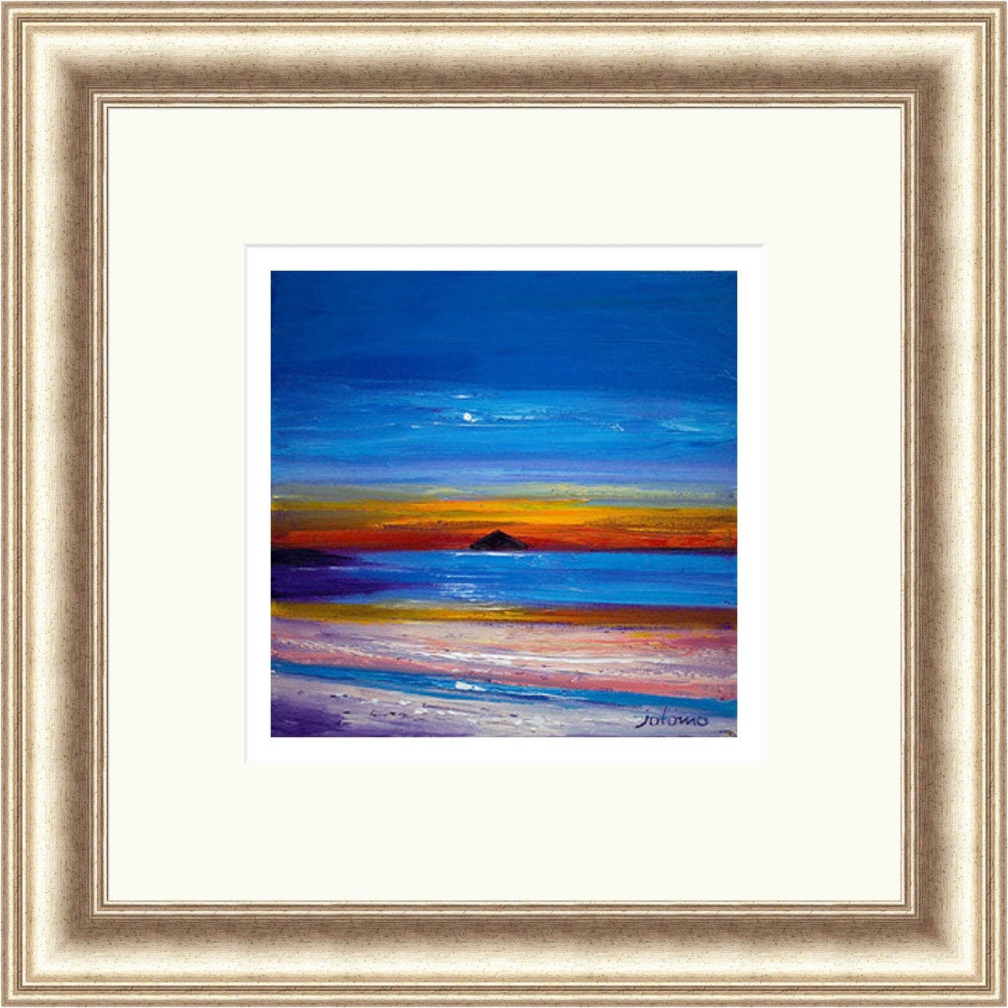 Moonrise Alisa Craig by Jolomo - Scottish landscape artwork framed wall art print, product image 18