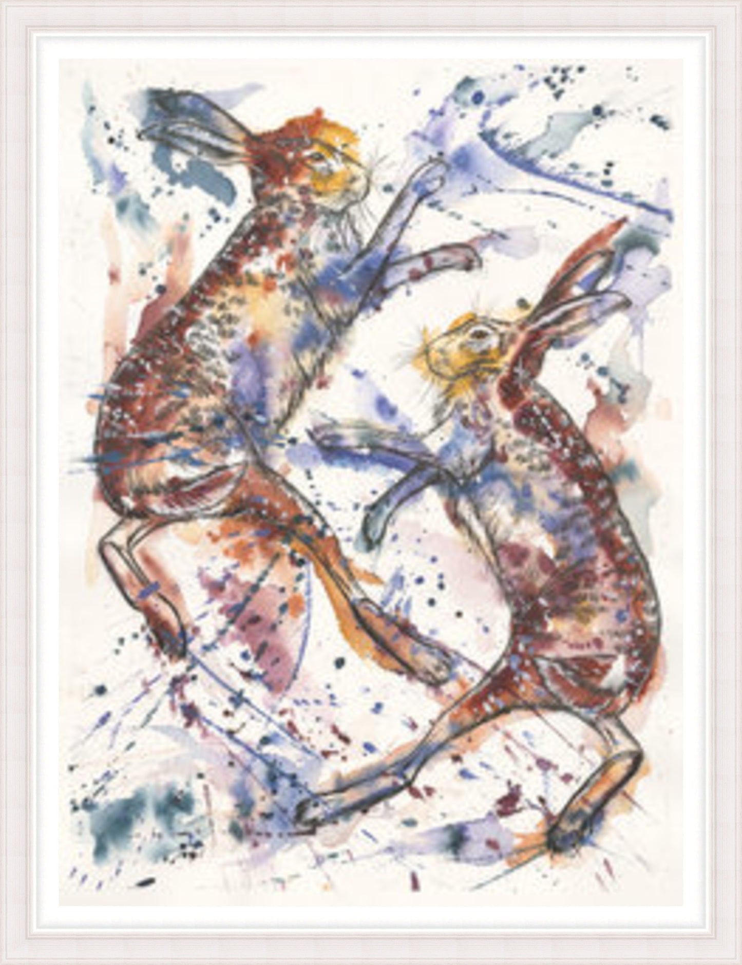 Jumping Jacks Boxing Hares Art Print by Tori Ratcliffe