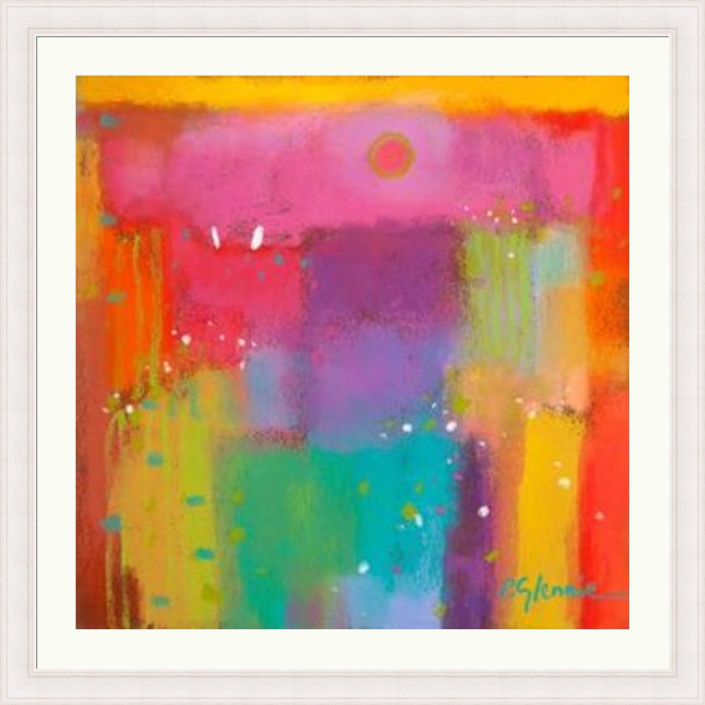 Coastal Meadow and Pink Sea by Pam Glennie