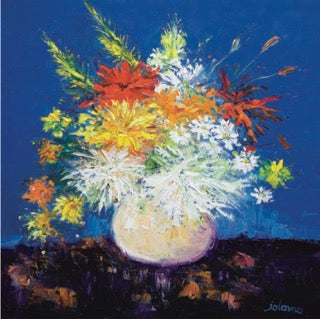 Big Blooms White Vase Signed Limited Edition by John Lowrie Morrison (JOLOMO)
