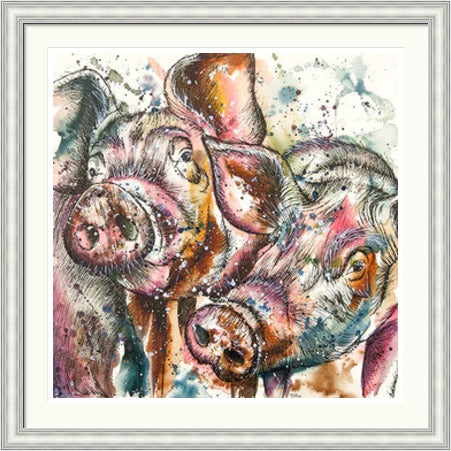 Bonnie and Clyde Pigs Art Print by Tori Ratcliffe