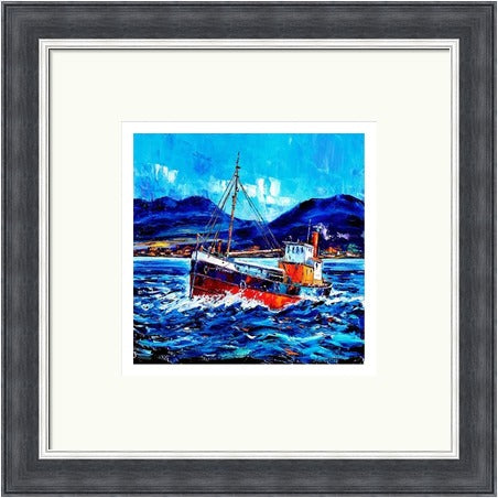 Puffer Passing Ardnamurchan  Signed Limited Edition) by Jean Feeney