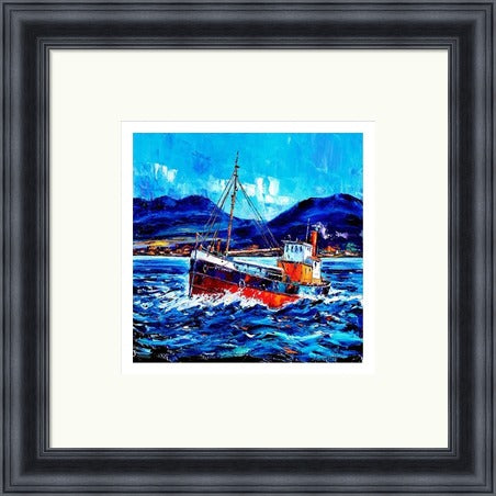 Puffer Passing Ardnamurchan  Signed Limited Edition) by Jean Feeney