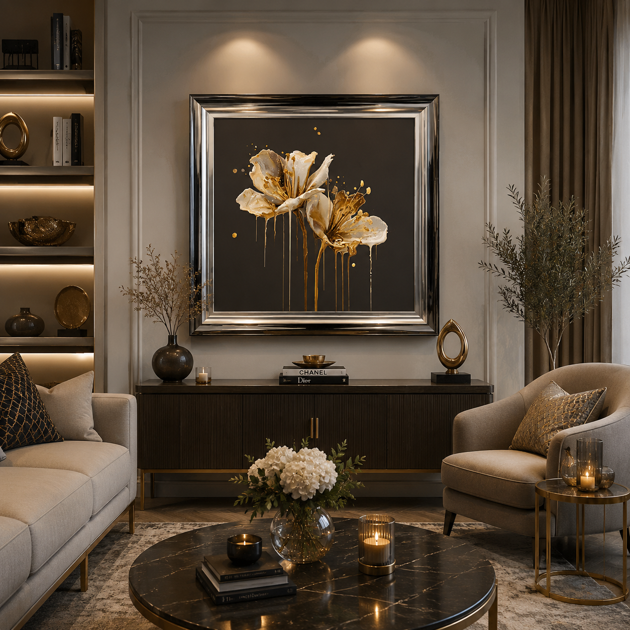 Golden Elegance Liquid Art