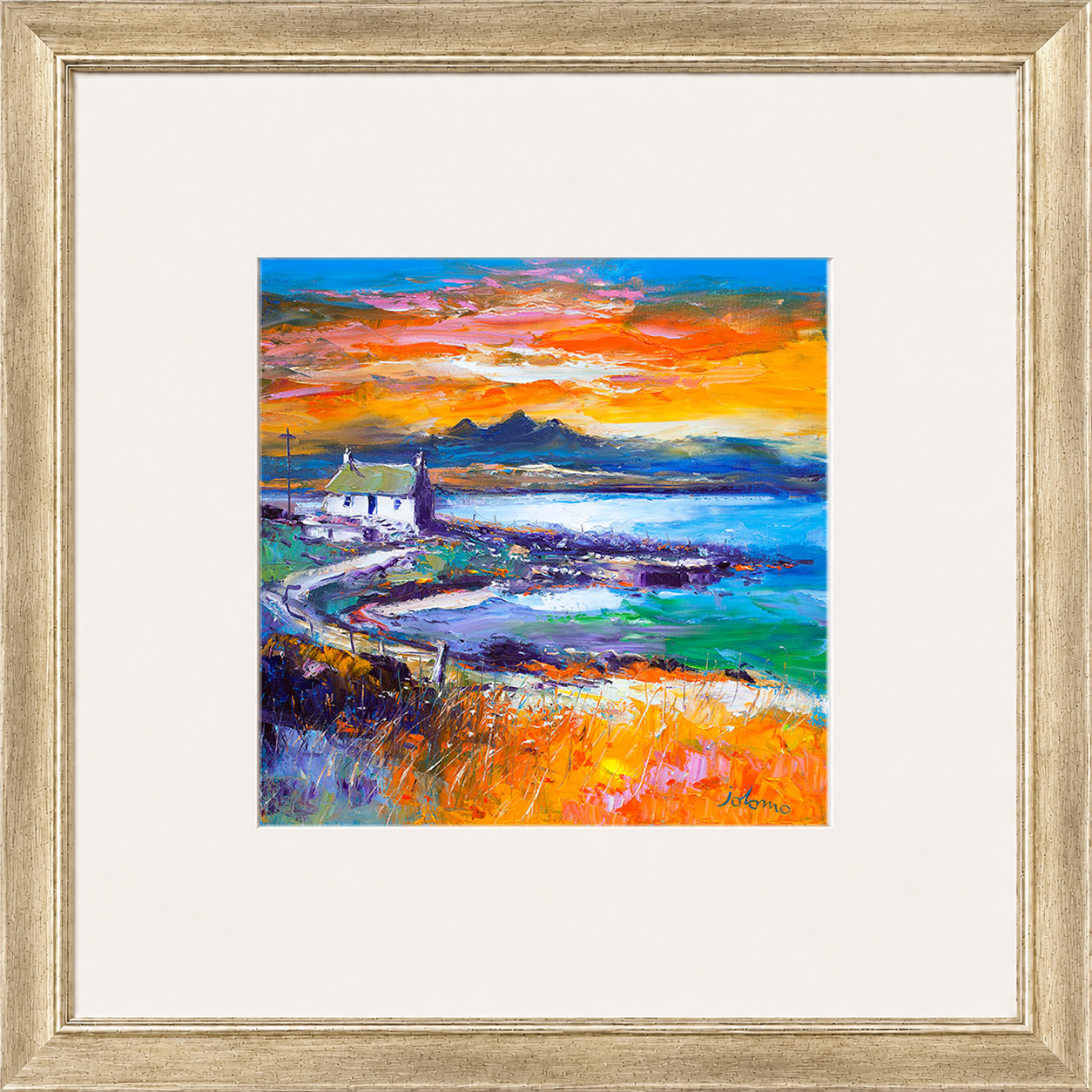 A Jura Sunset, Port Nan Gallan by Jolomo - Scottish landscape artwork framed wall art print, product image 6