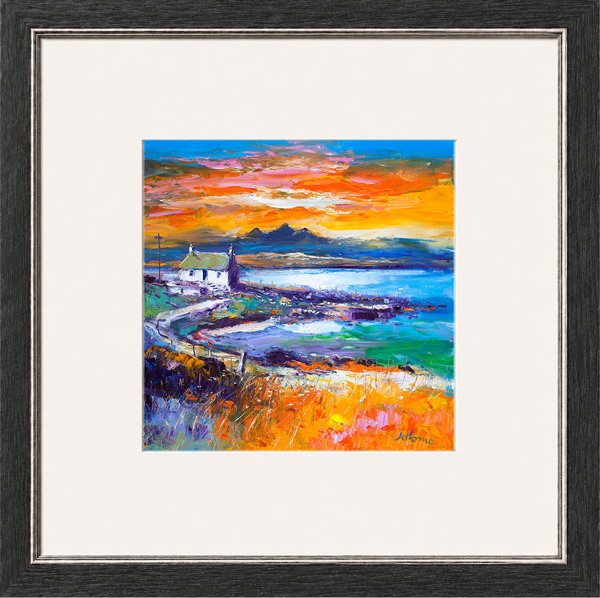 A Jura Sunset, Port Nan Gallan by Jolomo - Scottish landscape artwork framed wall art print