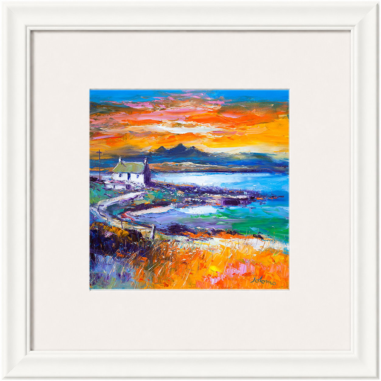 A Jura Sunset, Port Nan Gallan by Jolomo - Scottish landscape artwork framed wall art print, product image 4