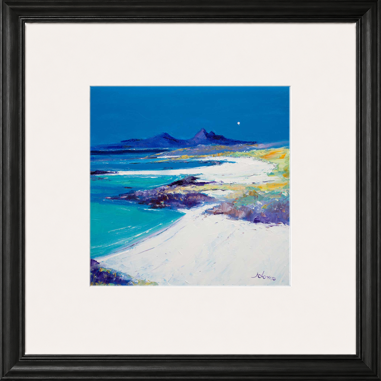 A Summer Moon Sanna Bay by Jolomo - Scottish coastal landscape artwork framed wall art print, product image 3