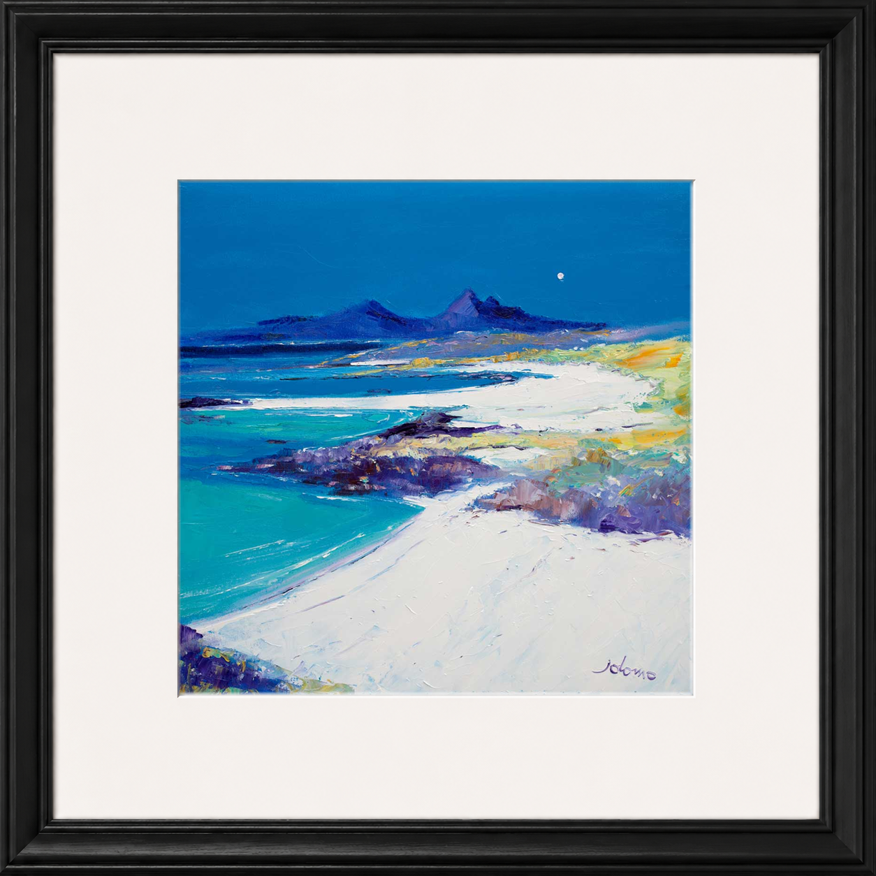 A Summer Moon Sanna Bay by Jolomo - Scottish coastal landscape artwork framed wall art print, product image 9