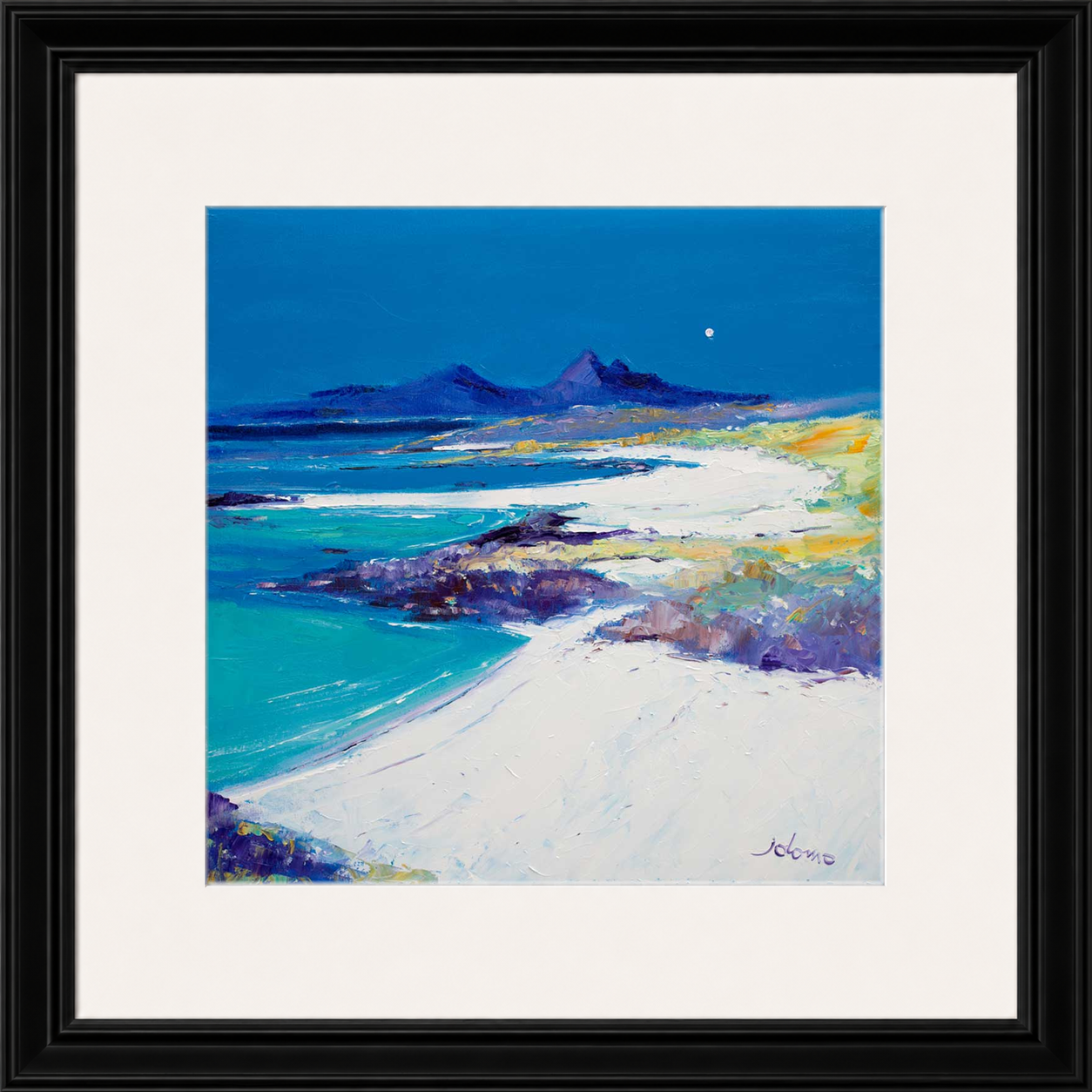 A Summer Moon Sanna Bay by Jolomo - Scottish coastal landscape artwork framed wall art print, product image 15