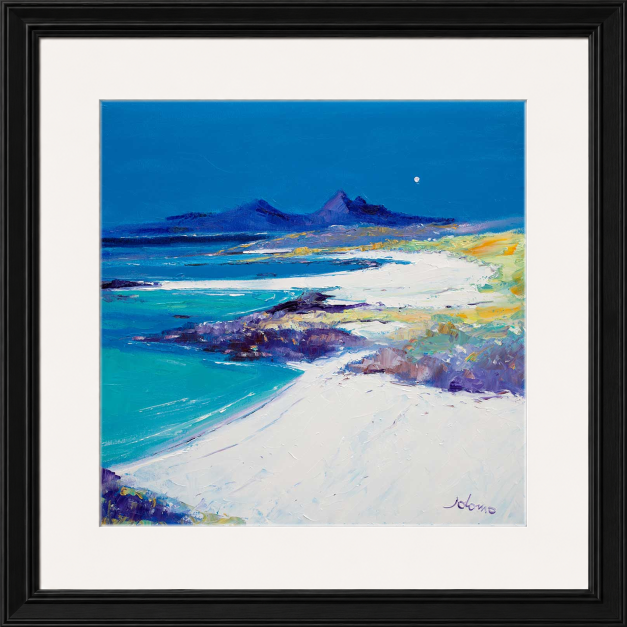 A Summer Moon Sanna Bay by Jolomo - Scottish coastal landscape artwork framed wall art print, product image 21