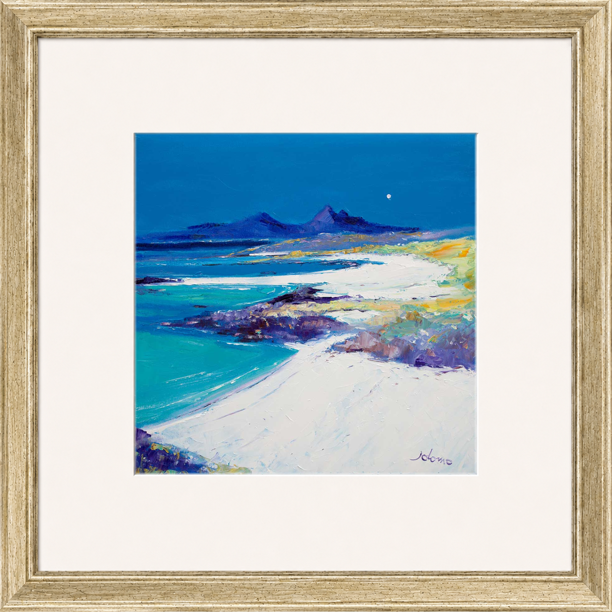 A Summer Moon Sanna Bay by Jolomo - Scottish coastal landscape artwork framed wall art print, product image 12