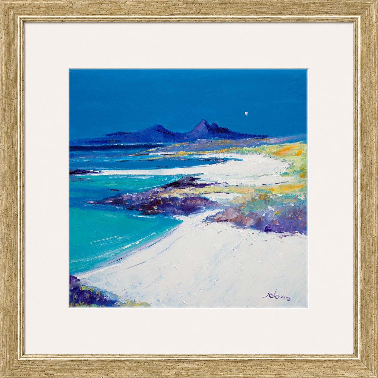A Summer Moon Sanna Bay by Jolomo - Scottish coastal landscape artwork framed wall art print, product image 18