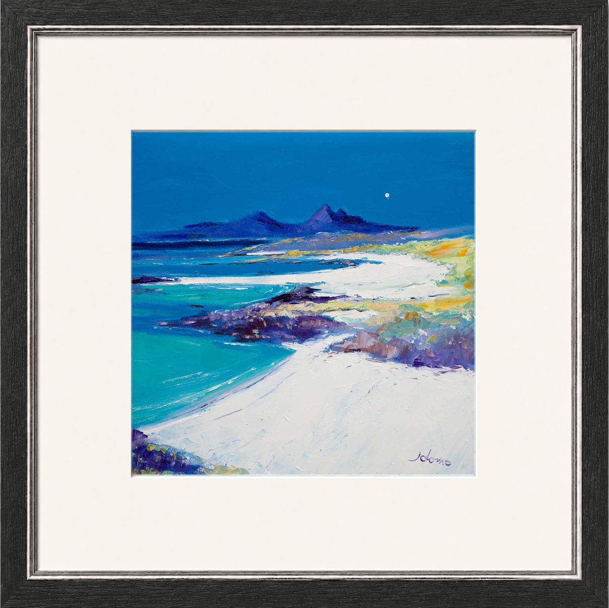 A Summer Moon Sanna Bay by Jolomo - Scottish coastal landscape artwork framed wall art print, product image 8