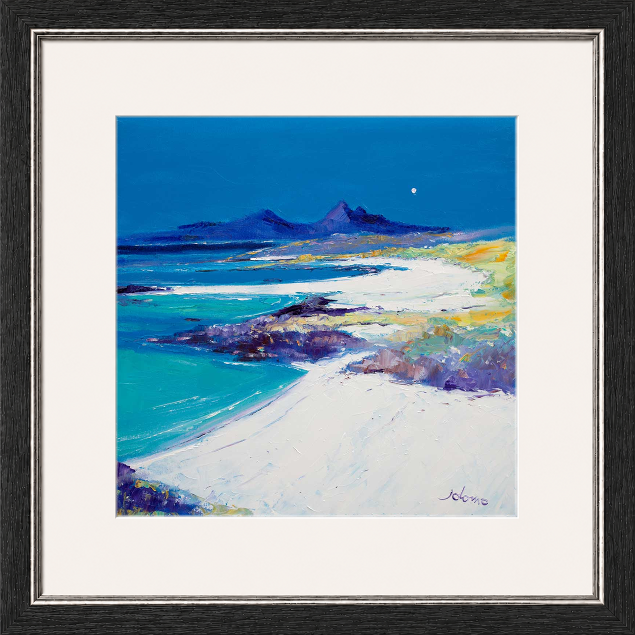 A Summer Moon Sanna Bay by Jolomo - Scottish coastal landscape artwork framed wall art print, product image 14