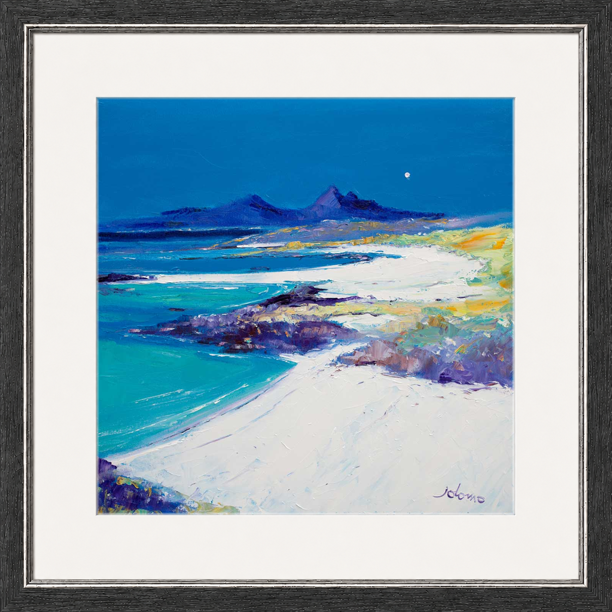 A Summer Moon Sanna Bay by Jolomo - Scottish coastal landscape artwork framed wall art print, product image 20