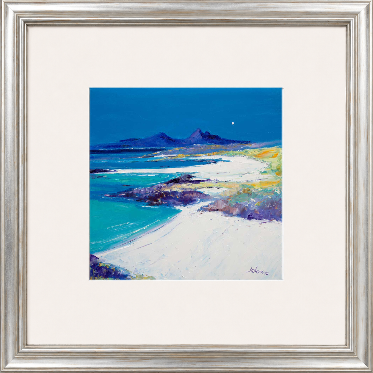 A Summer Moon Sanna Bay by Jolomo - Scottish coastal landscape artwork framed wall art print, product image 5