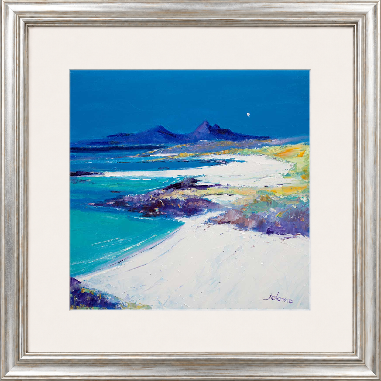 A Summer Moon Sanna Bay by Jolomo - Scottish coastal landscape artwork framed wall art print, product image 17