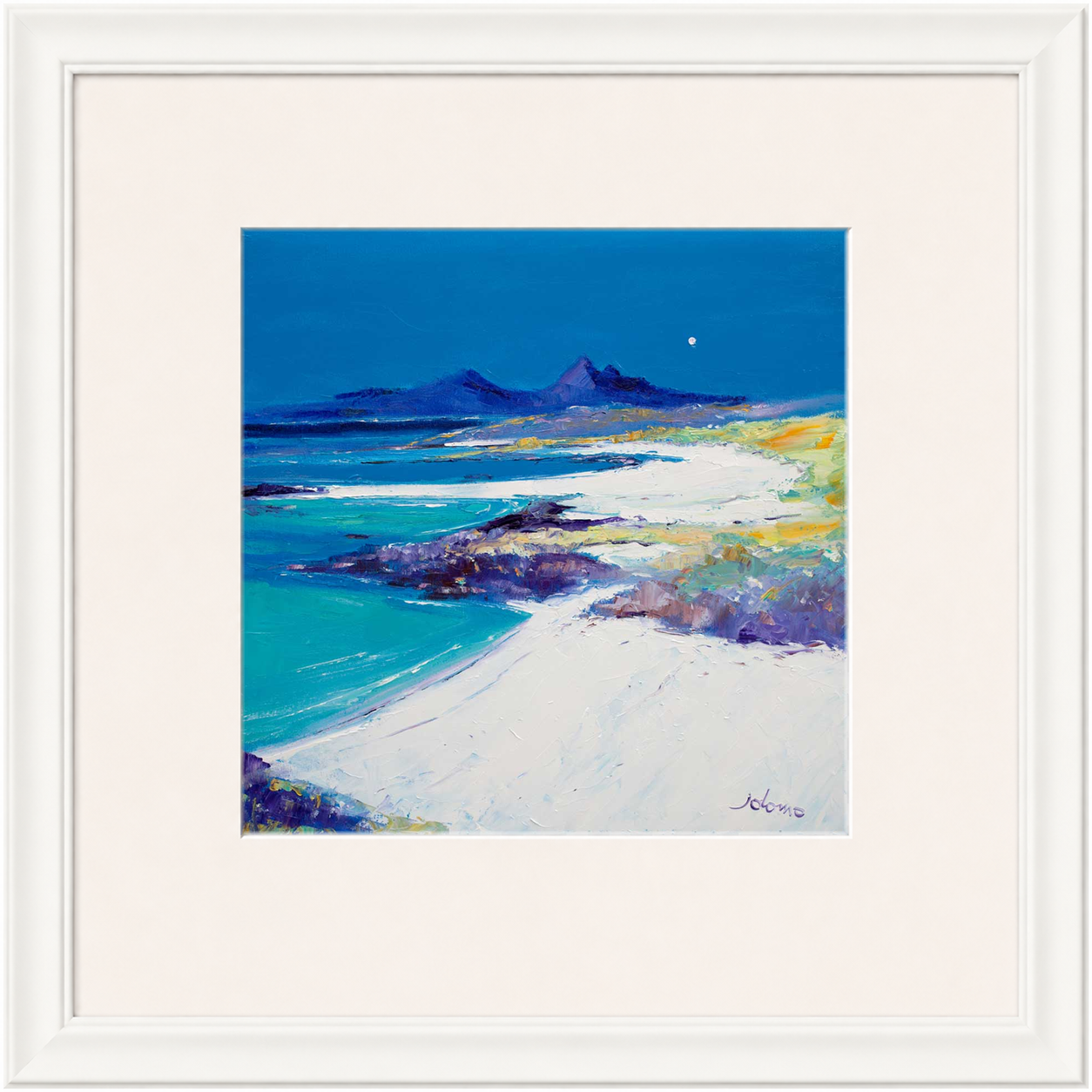 A Summer Moon Sanna Bay by Jolomo - Scottish coastal landscape artwork framed wall art print, product image 10