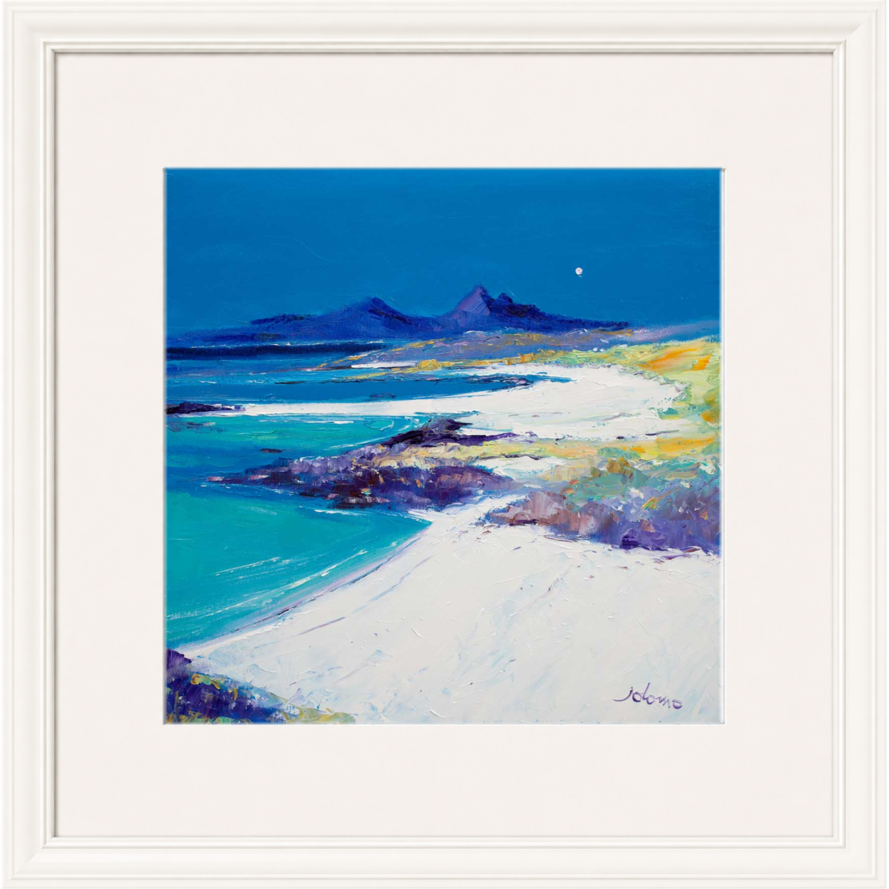 A Summer Moon Sanna Bay by Jolomo - Scottish coastal landscape artwork framed wall art print, product image 16