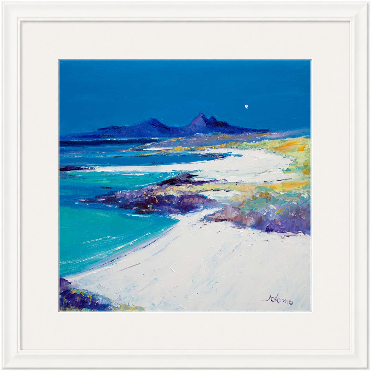 A Summer Moon Sanna Bay by Jolomo - Scottish coastal landscape artwork framed wall art print, product image 22