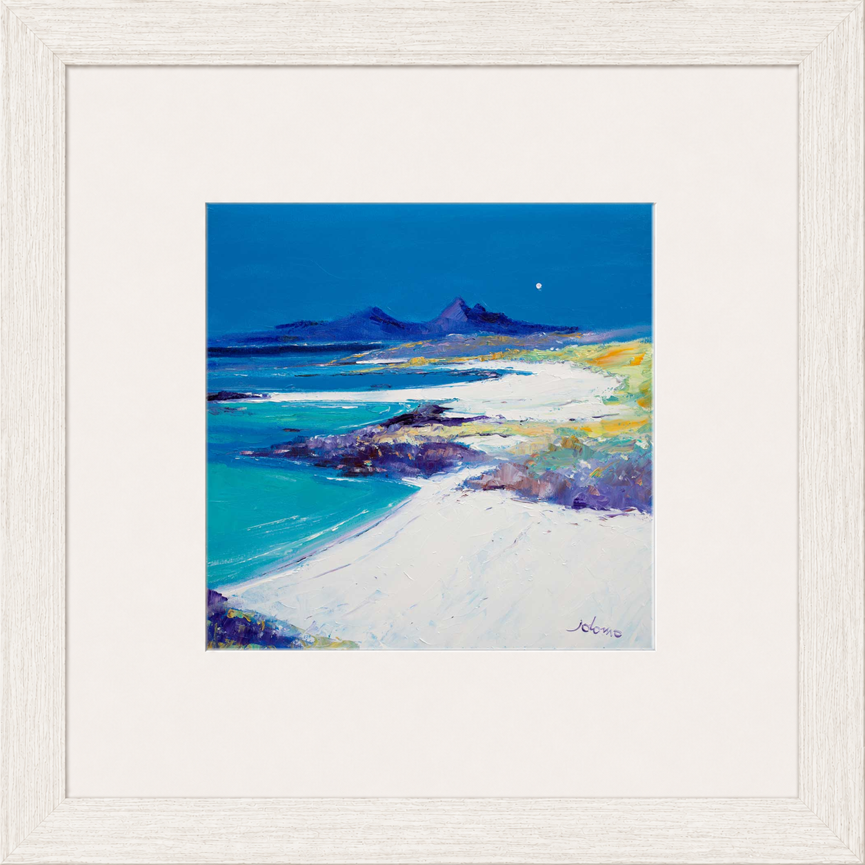 A Summer Moon Sanna Bay by Jolomo - Scottish coastal landscape artwork framed wall art print, product image 7