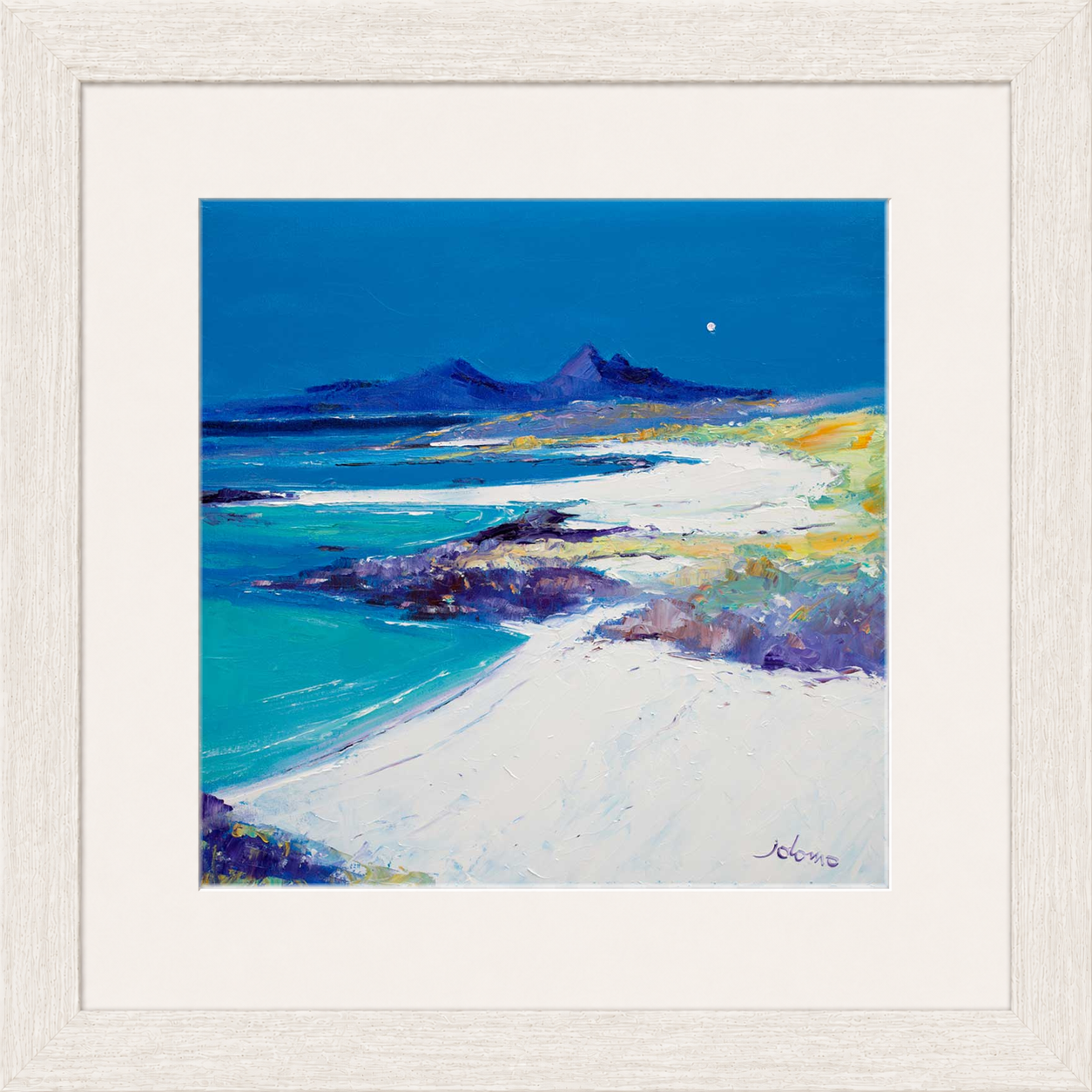 A Summer Moon Sanna Bay by Jolomo - Scottish coastal landscape artwork framed wall art print, product image 19