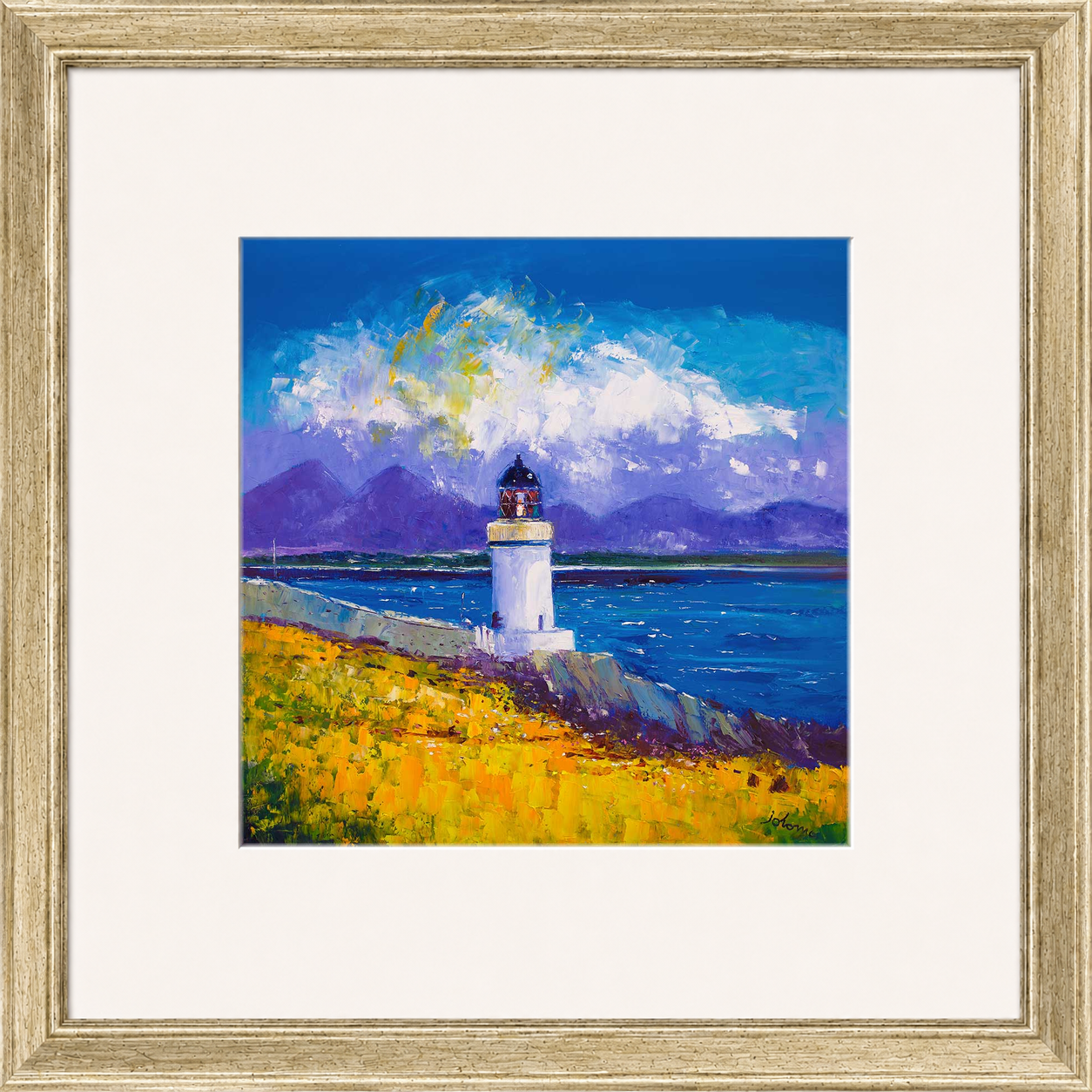 A Summer Squall, Rubh-an-Duin Lighthouse, Isle of Islay by Jolomo - Scottish lighthouse coastal artwork framed wall art print, product image 12
