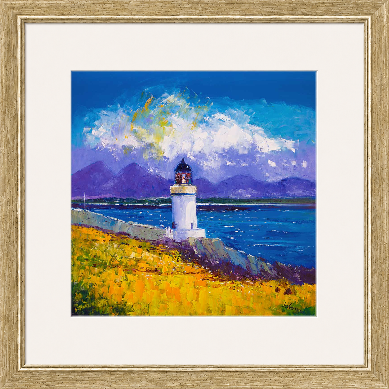 A Summer Squall, Rubh-an-Duin Lighthouse, Isle of Islay by Jolomo - Scottish lighthouse coastal artwork framed wall art print, product image 18